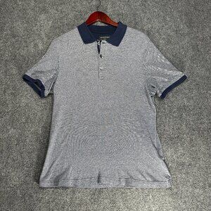 Banana Republic Dress Polo Shirt Mens Medium Short Sleeve Blue Cotton Split Hem